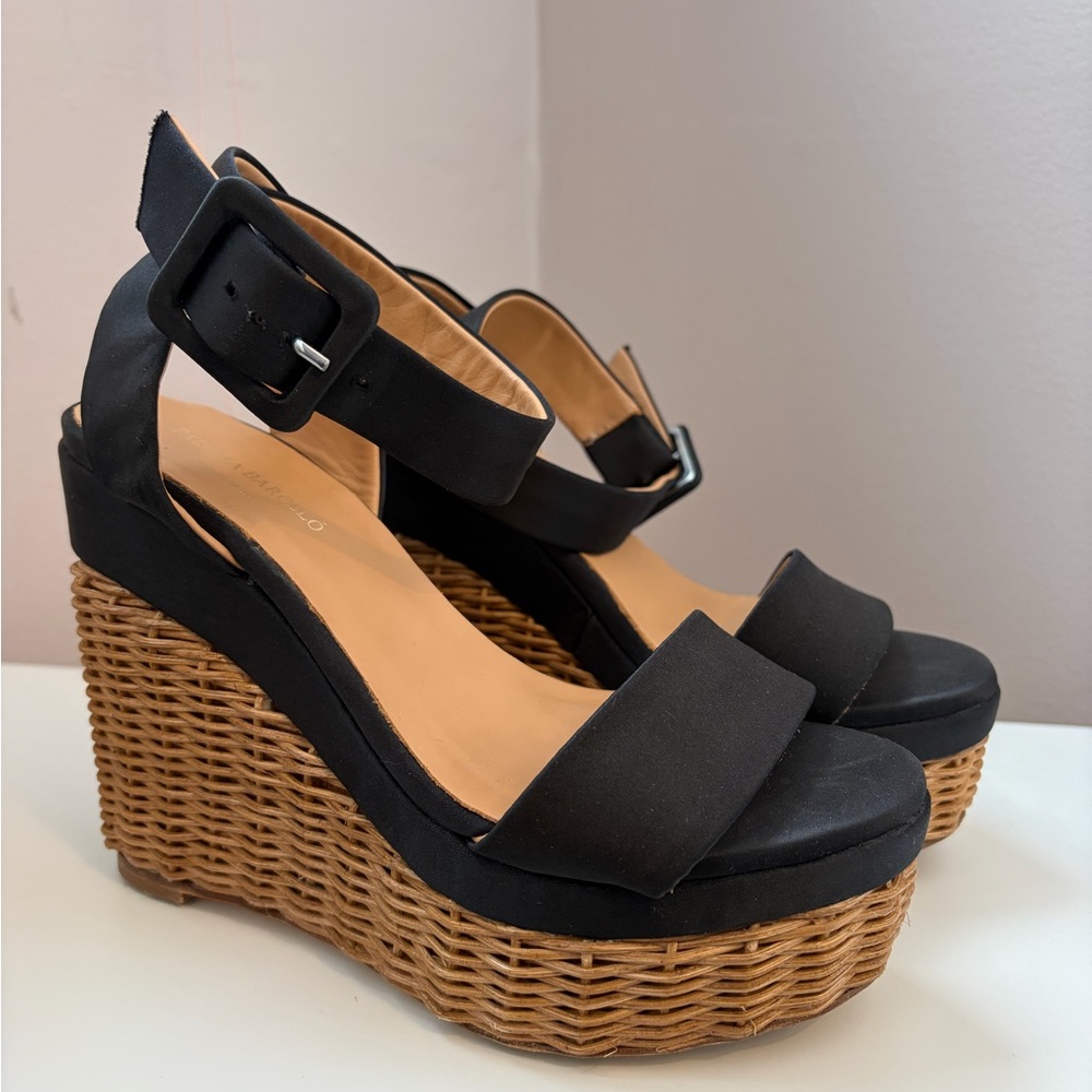 Paloma Barcelo Black Wicker Espadrilles